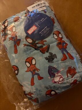 Little Sleepies Marvel Spidey & Friends Light Blue Twin Sheet Set